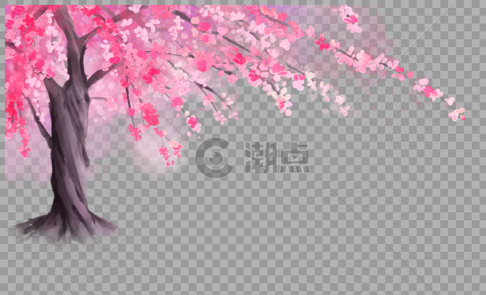手绘樱花树图片素材免费下载