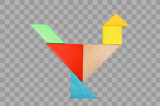 彩色木块拼合小鸟图形元素图片素材免费下载