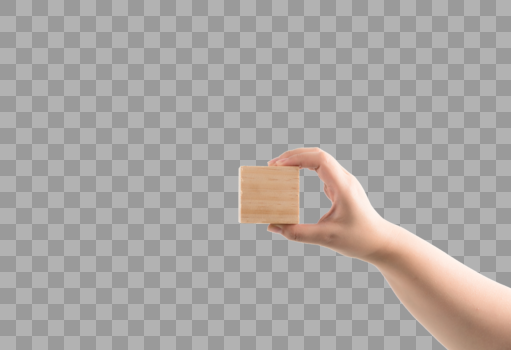 手拿立体几何正方体木头图片素材免费下载