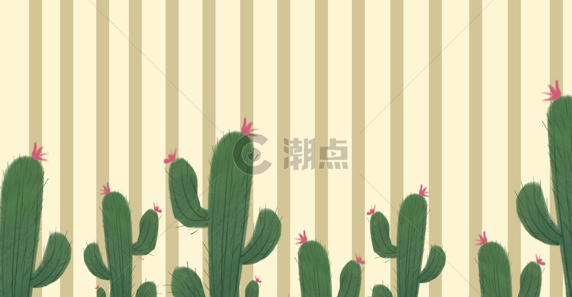 清新植物仙人掌插画图片素材免费下载
