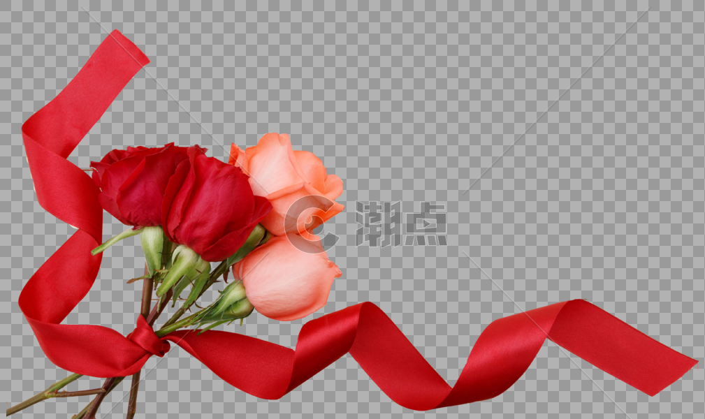唯美红色玫瑰花元素图片素材免费下载