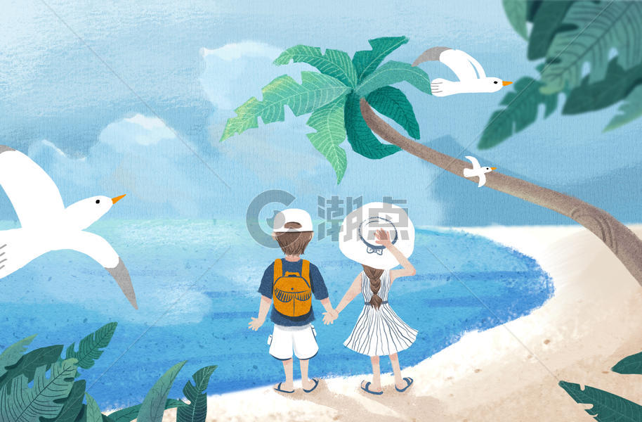 海边旅行插画图片素材免费下载