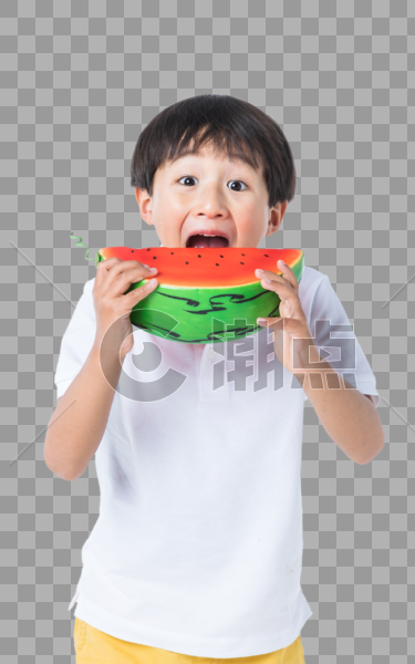 吃西瓜的男孩子图片素材免费下载