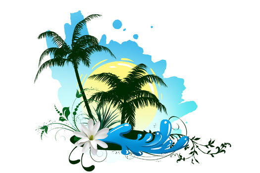 热带风景插画图片素材免费下载