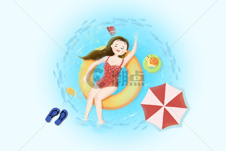夏日游泳插画图片素材免费下载