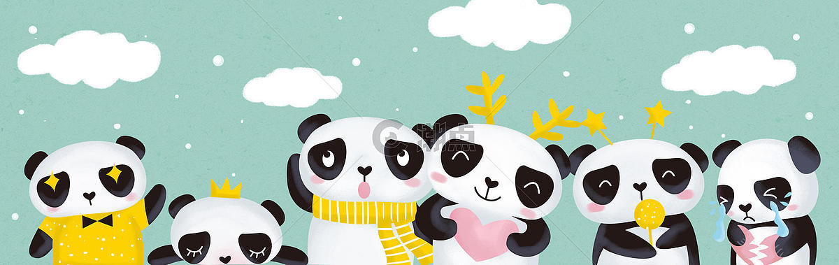 手绘卡通熊猫图片素材免费下载