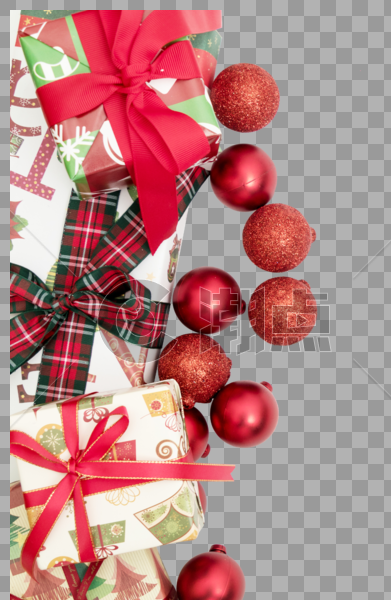 红色圣诞礼物元素组合图片素材免费下载