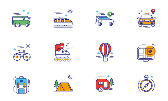 旅游交通工具图标icon图片素材免费下载