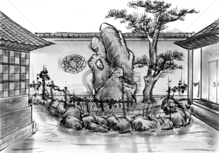 苏州园林插画原画428*300图片素材免费下载-编号63565-潮点视频