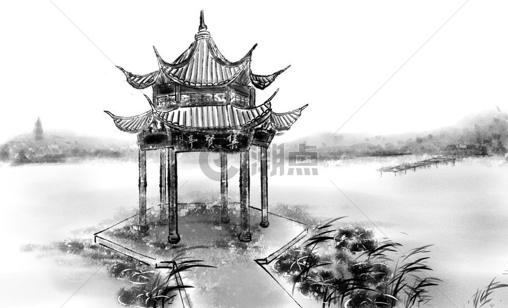 西湖集贤亭插画原画494300图片素材免费下载 编号63568 潮点视频 