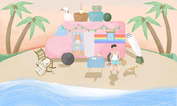 海滩度假旅游插画图片素材免费下载