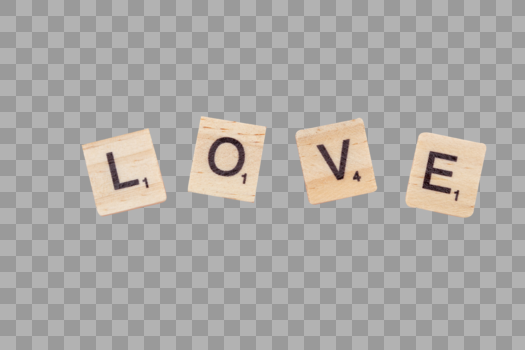 平铺的love字母木块元素图片素材免费下载