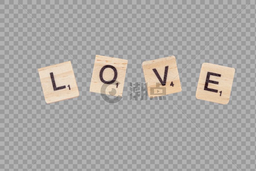 平铺的love字母木块元素图片素材免费下载