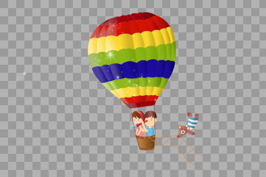 坐着热气球的小朋友图片素材免费下载
