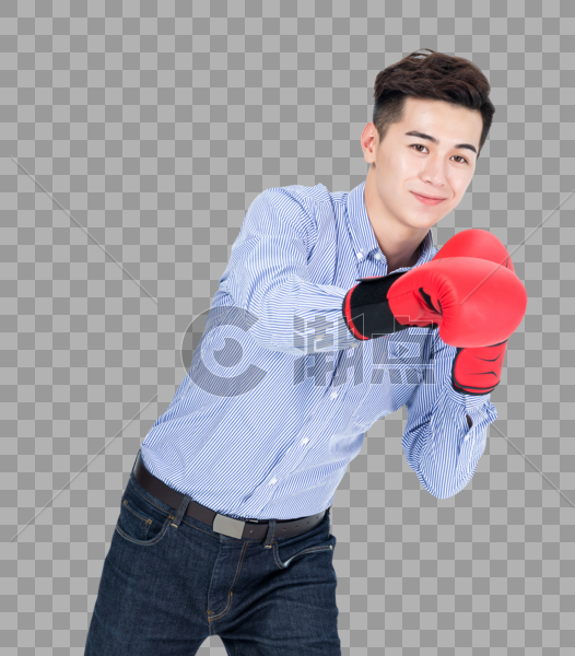 年轻男性戴拳击手套形象图片素材免费下载