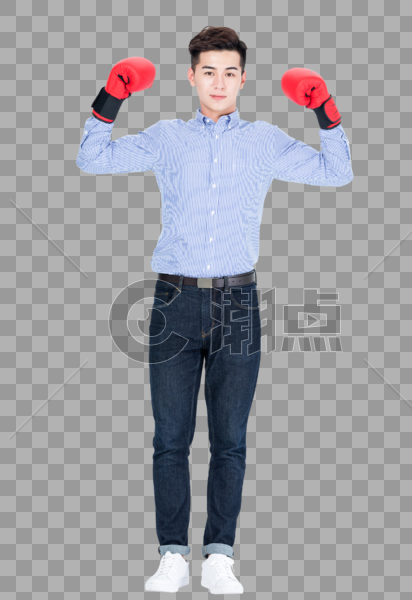 年轻男性戴拳击手套形象图片素材免费下载