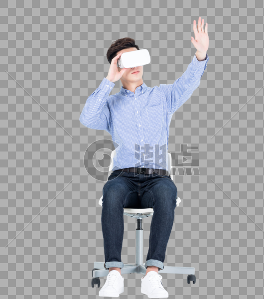 年轻男子戴VR眼镜体验虚拟现实图片图片素材免费下载