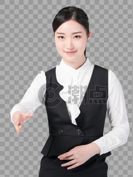 职业女性微笑欢迎手势图片图片素材免费下载