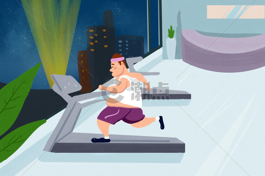 卡通运动健身健身房胖子健身图片素材免费下载