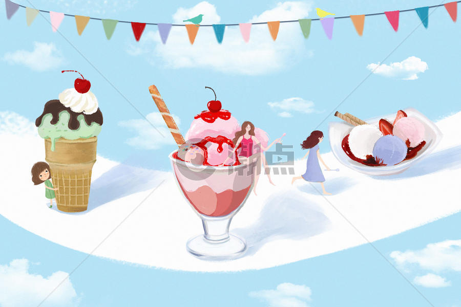 冰淇淋女孩图片素材免费下载