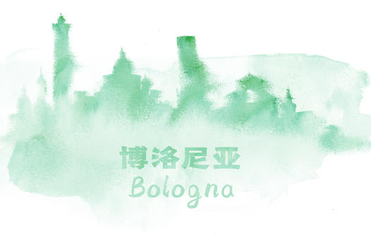 博洛尼亚水彩创意插画图片素材免费下载