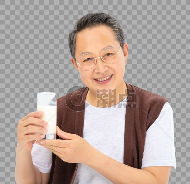 喝牛奶的老年人图片素材免费下载