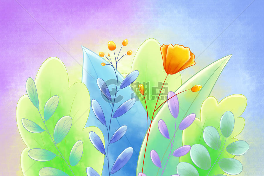 手绘插画小清新植物花卉图片素材免费下载