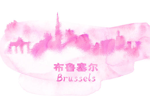 布鲁塞尔水彩手绘插画图片素材免费下载
