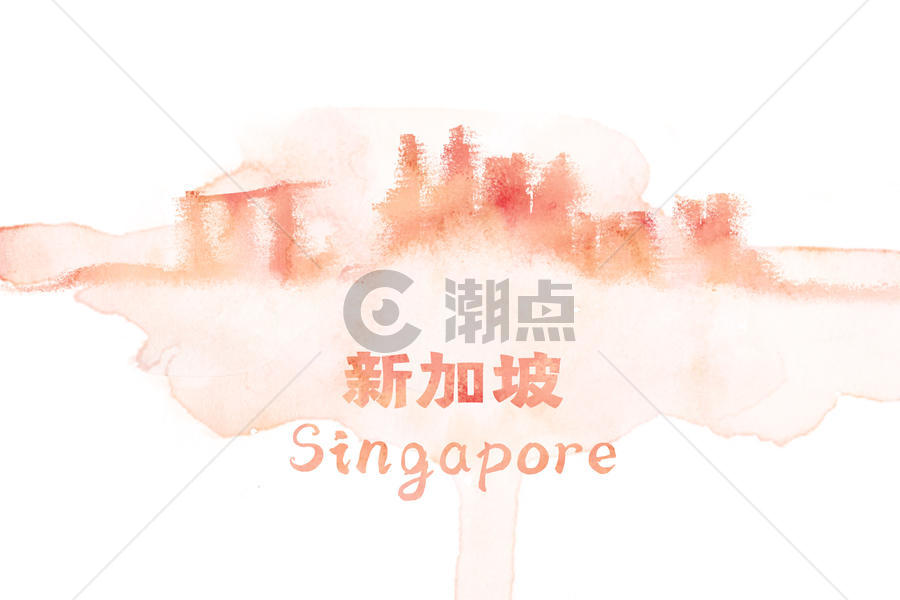 新加坡手绘水彩插画图片素材免费下载
