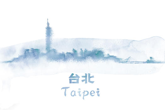 台北手绘水彩插画图片素材免费下载