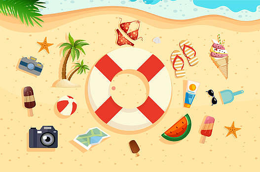 夏日海滩旅游用品图片素材免费下载