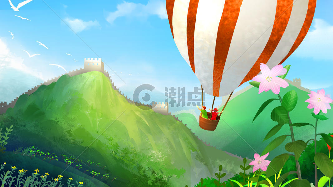 快乐的热气球之旅图片素材免费下载