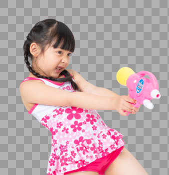 玩水枪的小女孩图片素材免费下载