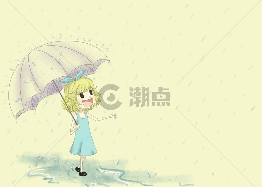 下雨天撑伞的小女孩图片素材免费下载