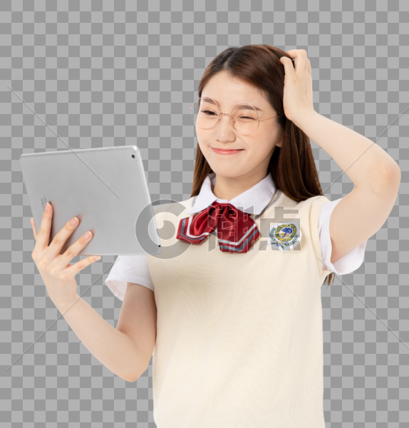 手拿电脑的女青年形象图片素材免费下载