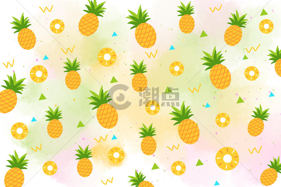 夏天菠萝手绘插画背景图片素材免费下载