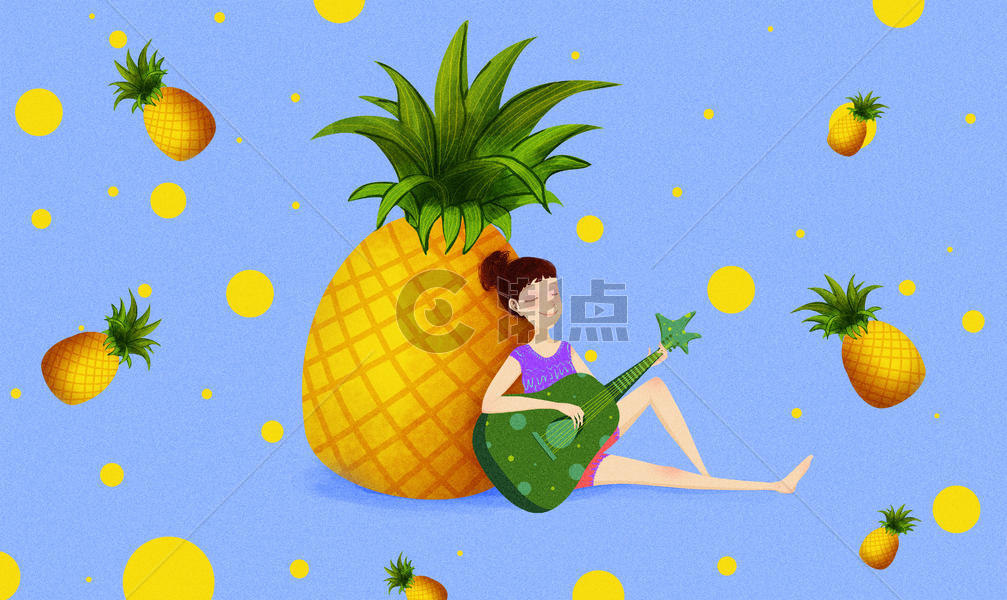 菠萝水果插画图片素材免费下载