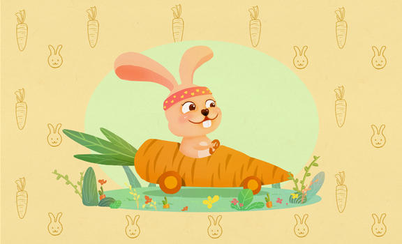 十二生肖旅行插画之卯兔图片素材免费下载