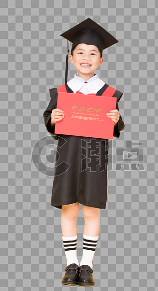 儿童学生穿学士服拍毕业照图片图片素材免费下载
