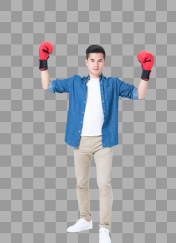 年轻男性戴拳击手套图片图片素材免费下载