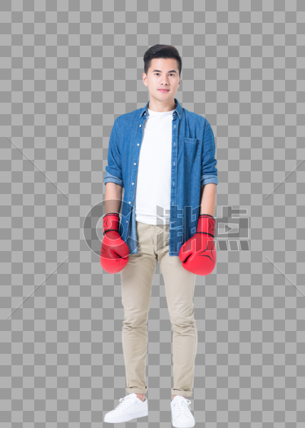 年轻男性戴拳击手套图片图片素材免费下载