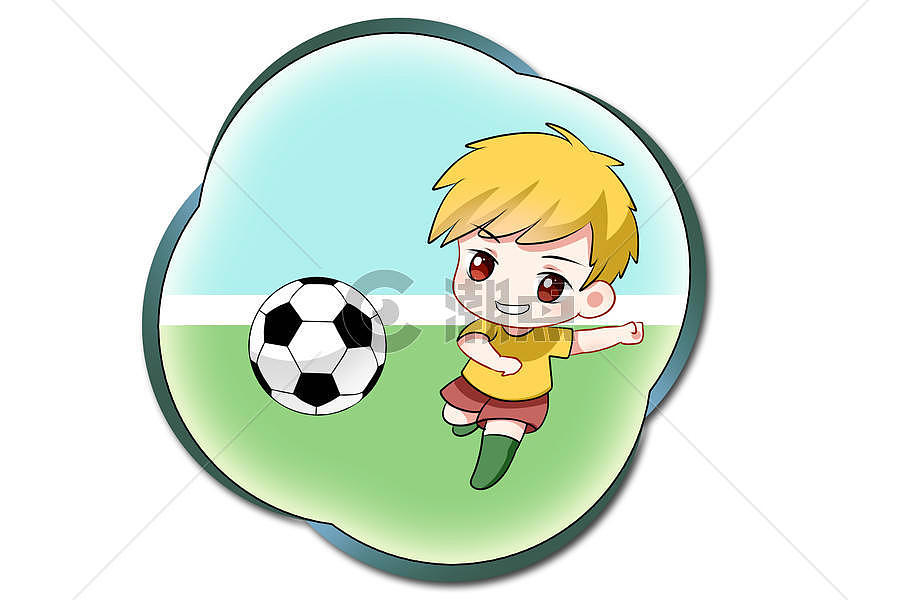 可爱手绘卡通足球男孩图片素材免费下载