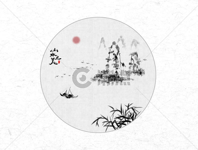 山水之美风景中国风水墨画图片素材免费下载