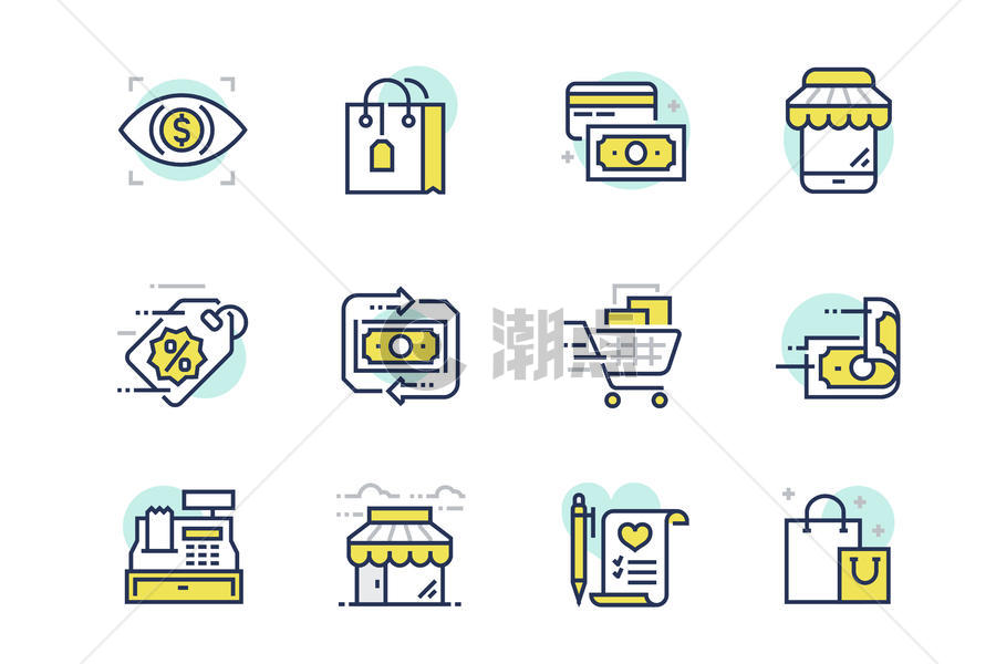 线上线下购物图标图片素材免费下载