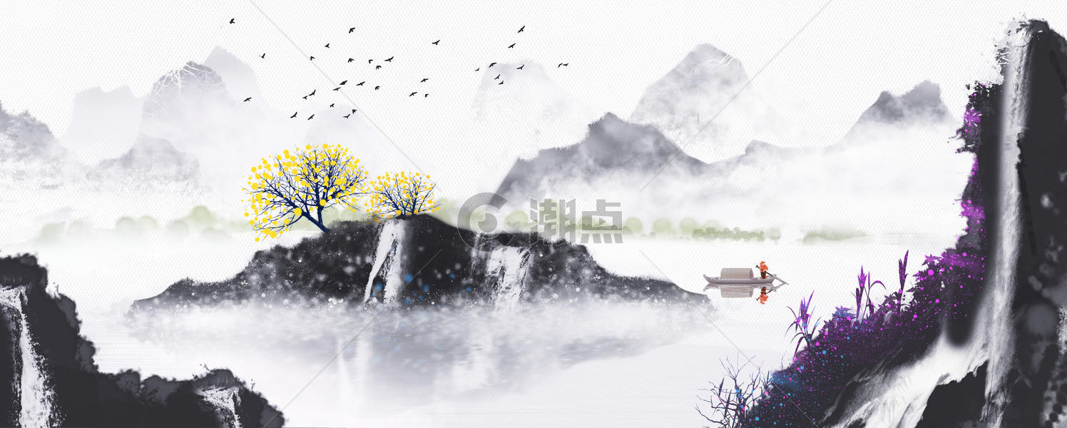 中国风水墨山水画图片素材免费下载