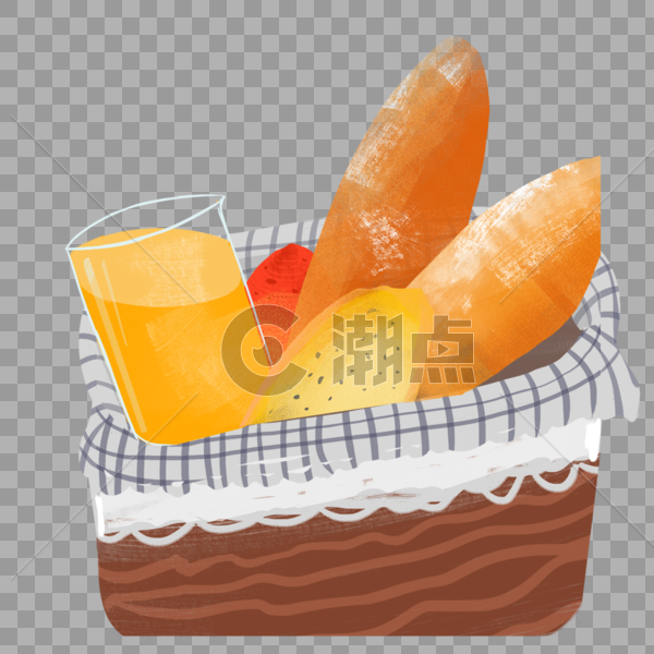 清新板绘插画食物面包图片素材免费下载