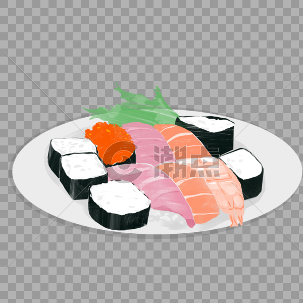 清新板绘食物插画寿司图片素材免费下载