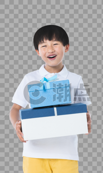 抱着礼盒的小孩图片素材免费下载