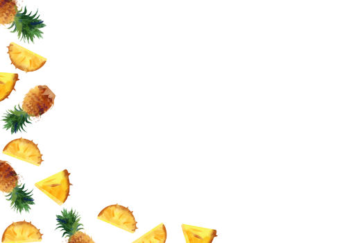 菠萝手绘水彩二分之一留白背景图片素材免费下载