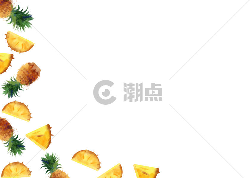 菠萝手绘水彩二分之一留白背景图片素材免费下载